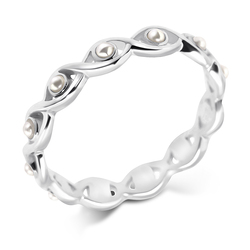 Pearl Cross Silver Ring NSR-709p